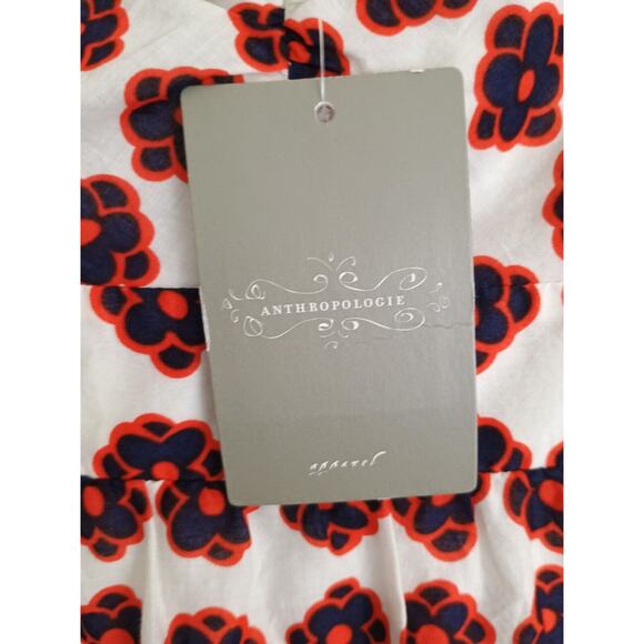 Anthropologie Maeve Dress Women 0 White Floral Tulip Fields Midi Heart Strapless - Picture 4 of 10